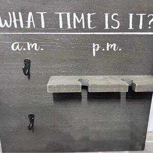 Charming Gray Wall Shelf with Hooks